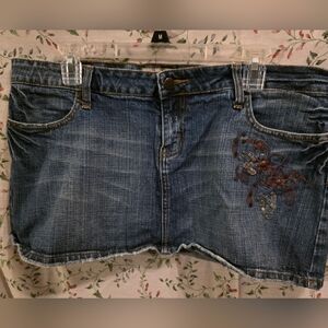 Hint Embroidered Denim Mini Skirt 13